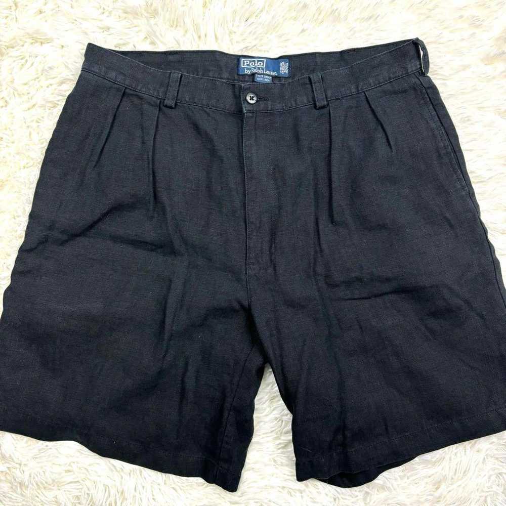 Polo Ralph Lauren Linen 100% Shorts Black W36 - image 1