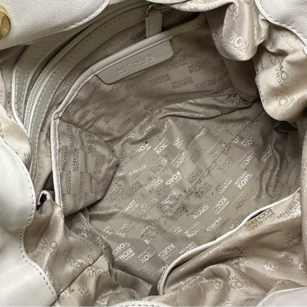 Vintage Michael Kors Ivory Leather and Gold Handb… - image 11