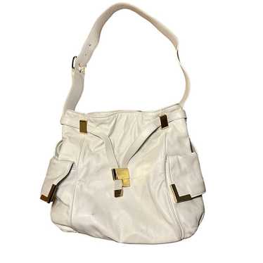 Vintage Michael Kors Ivory Leather and Gold Handb… - image 1