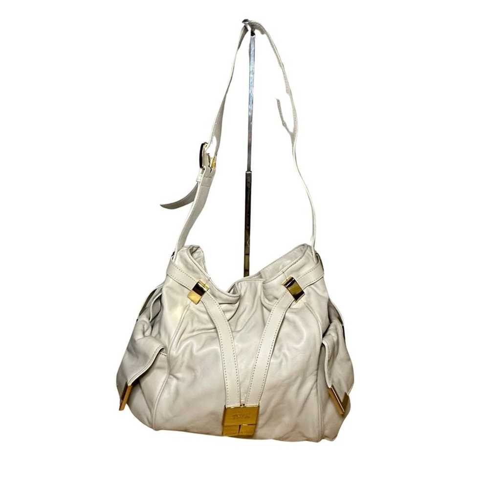 Vintage Michael Kors Ivory Leather and Gold Handb… - image 2