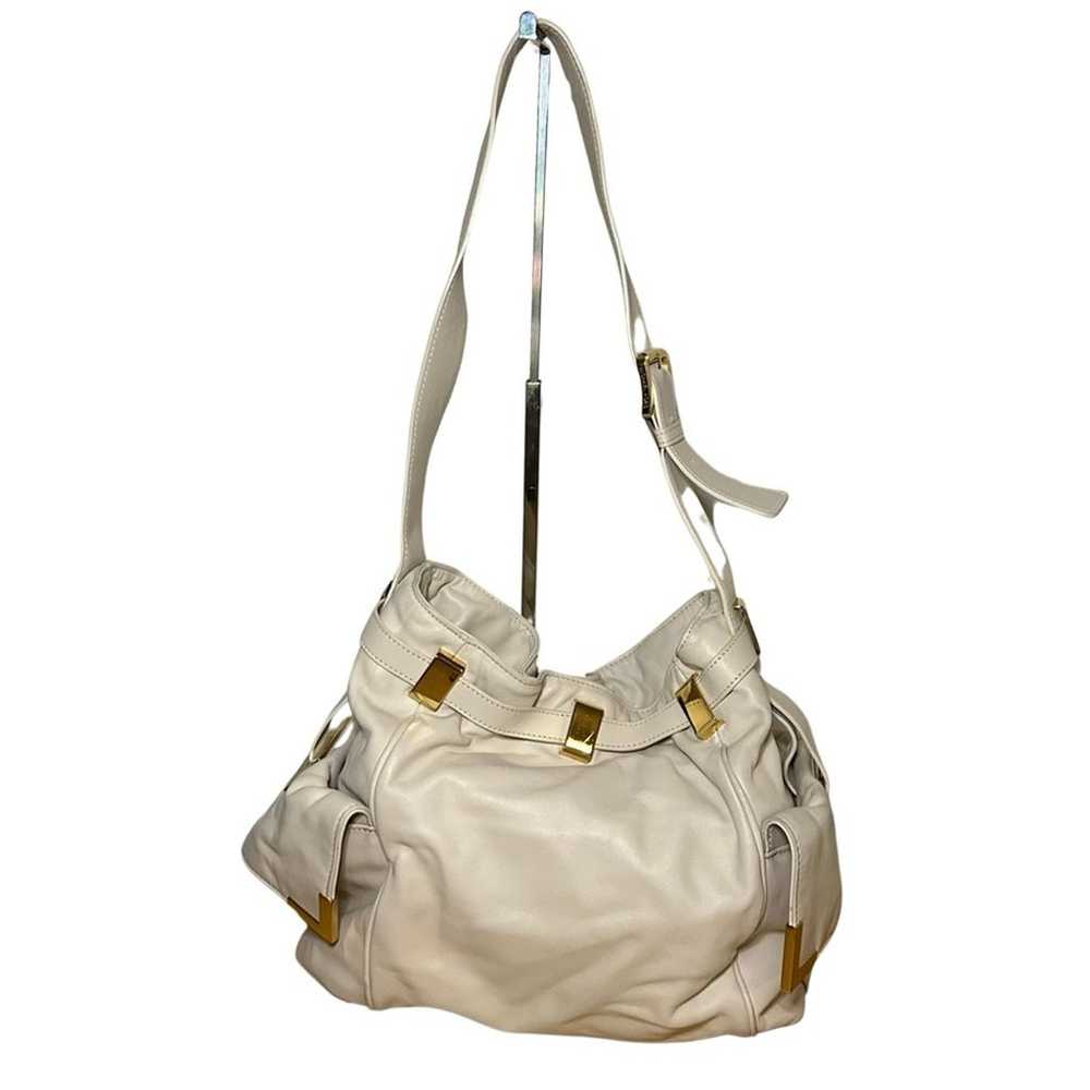 Vintage Michael Kors Ivory Leather and Gold Handb… - image 3