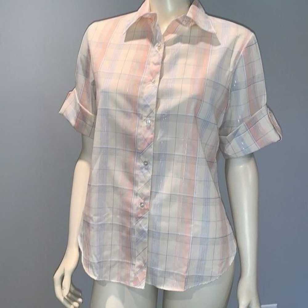 Vintage Shirt Accent Women’s Pastel Plaid Button … - image 10