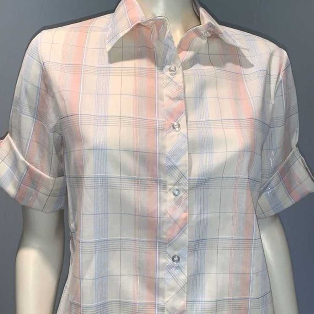 Vintage Shirt Accent Women’s Pastel Plaid Button … - image 11