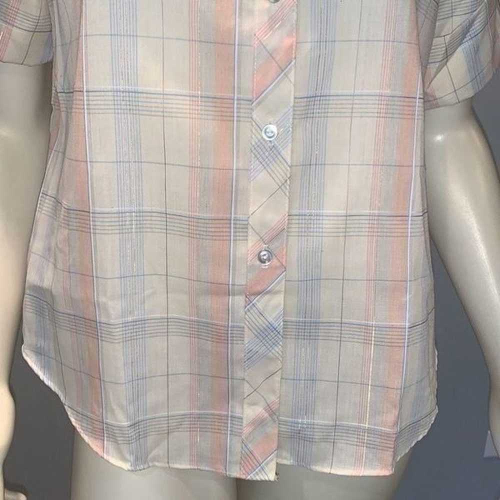 Vintage Shirt Accent Women’s Pastel Plaid Button … - image 3