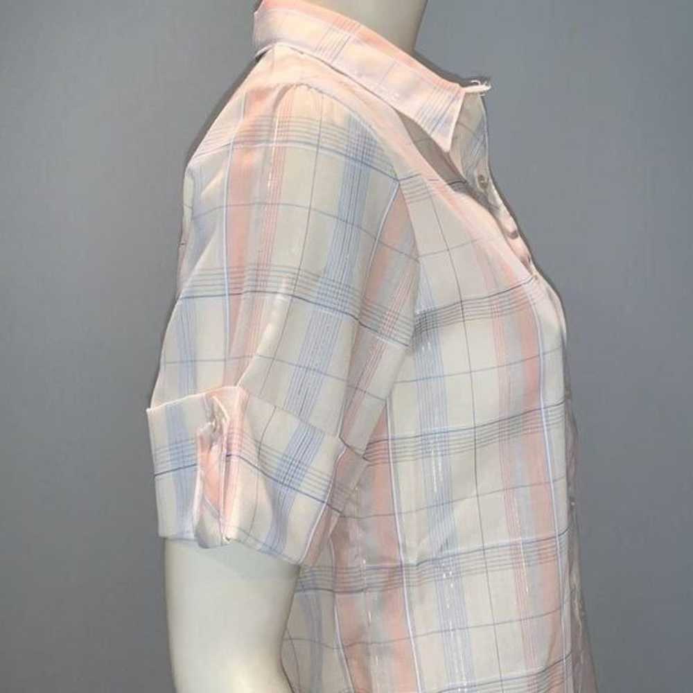 Vintage Shirt Accent Women’s Pastel Plaid Button … - image 4