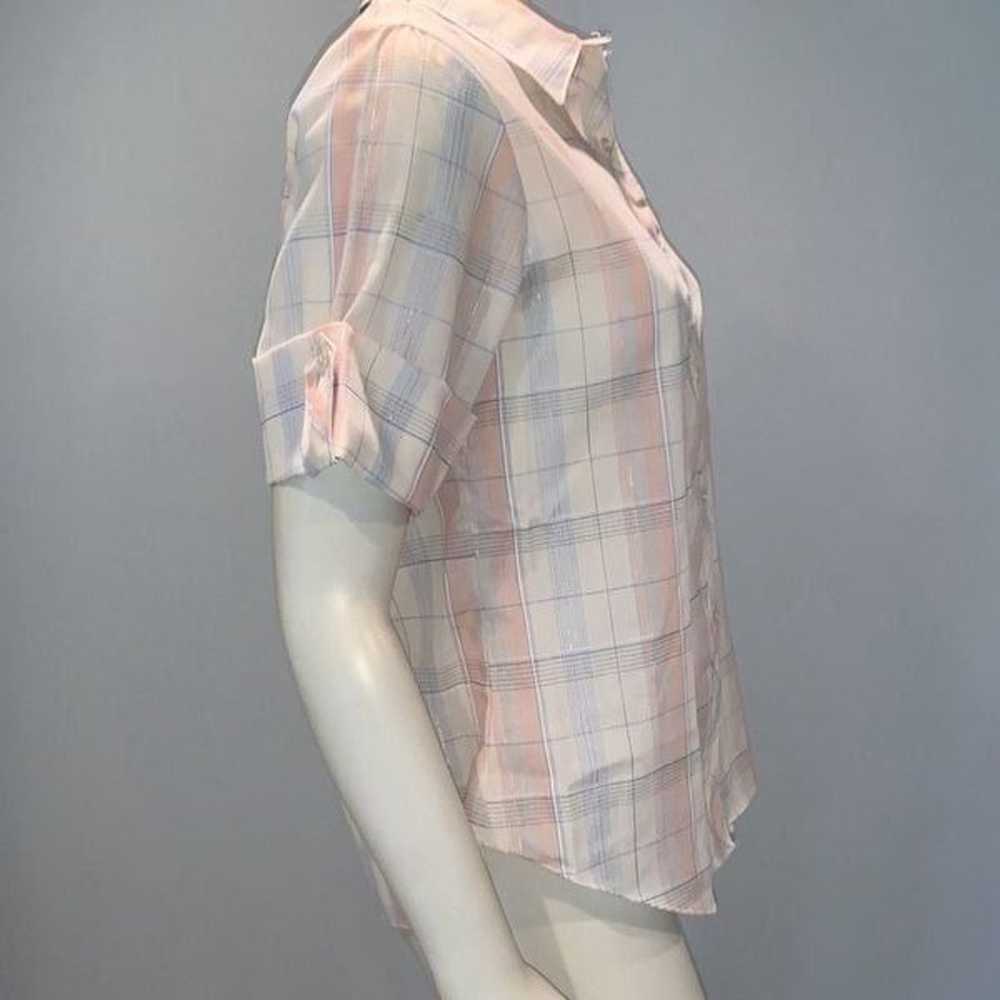 Vintage Shirt Accent Women’s Pastel Plaid Button … - image 5