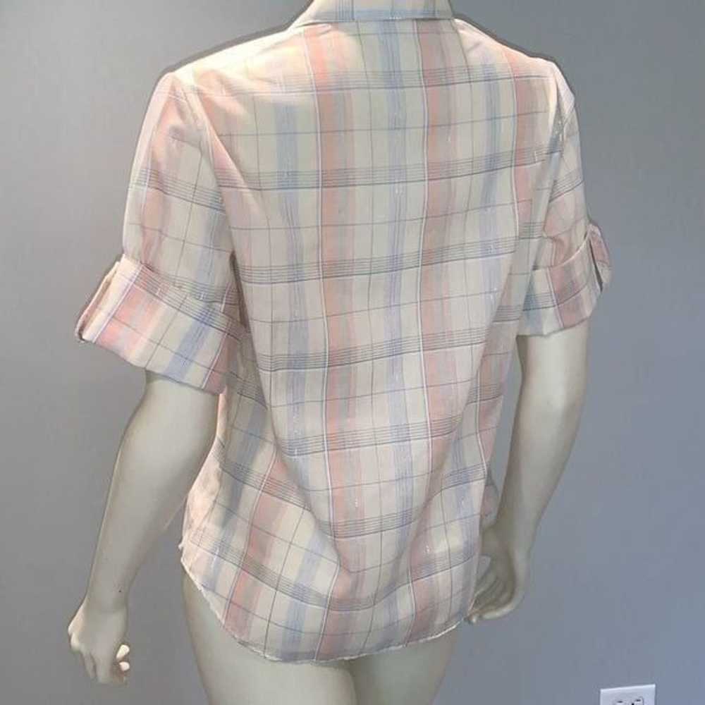 Vintage Shirt Accent Women’s Pastel Plaid Button … - image 7