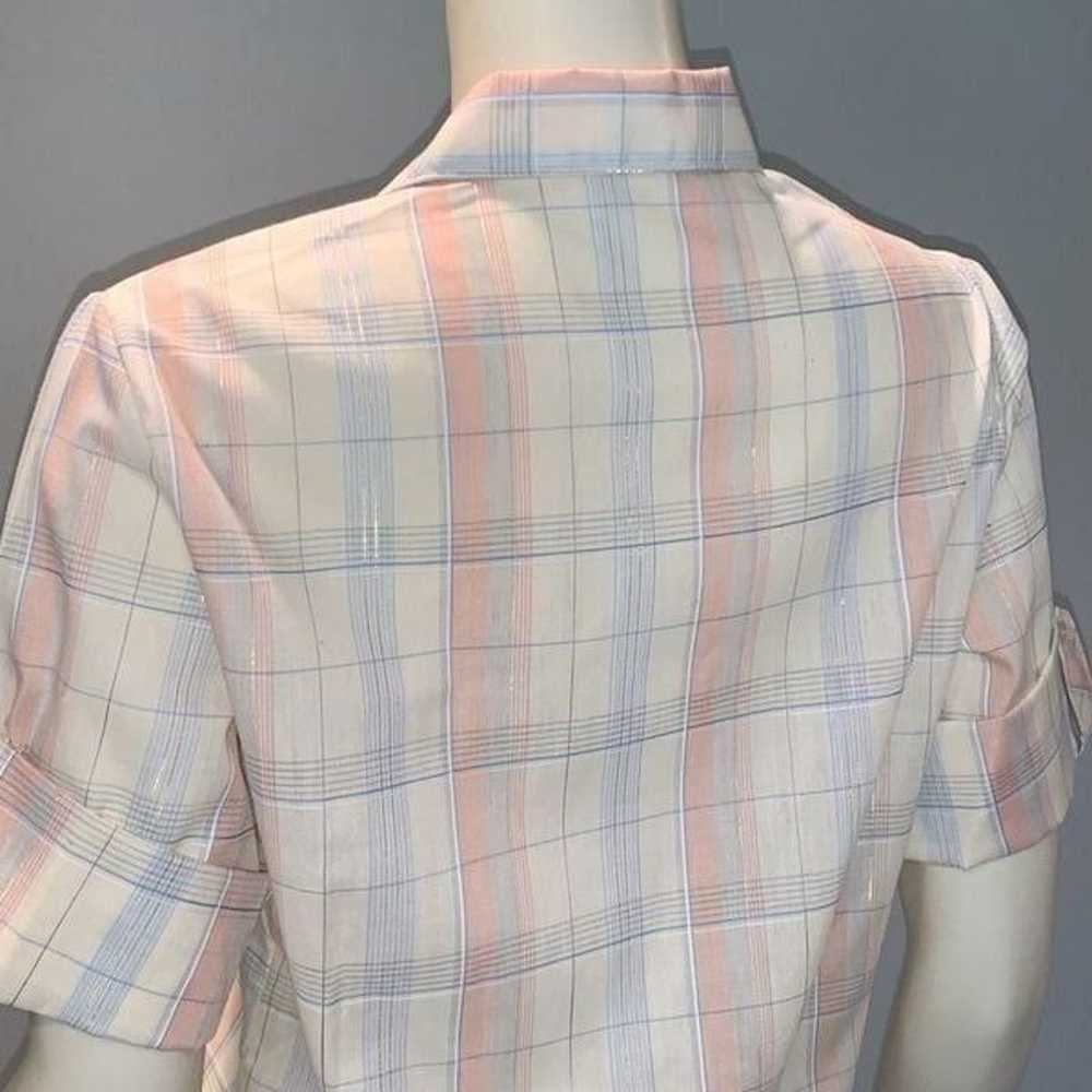 Vintage Shirt Accent Women’s Pastel Plaid Button … - image 8