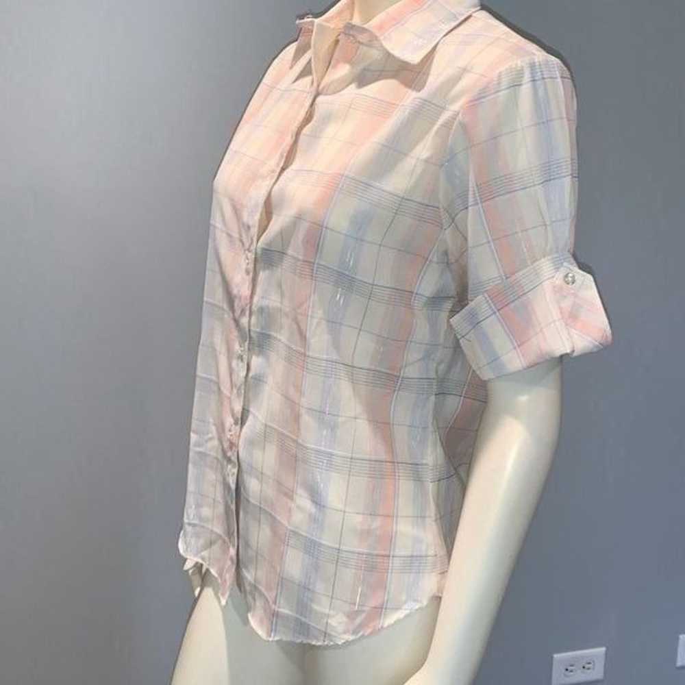 Vintage Shirt Accent Women’s Pastel Plaid Button … - image 9