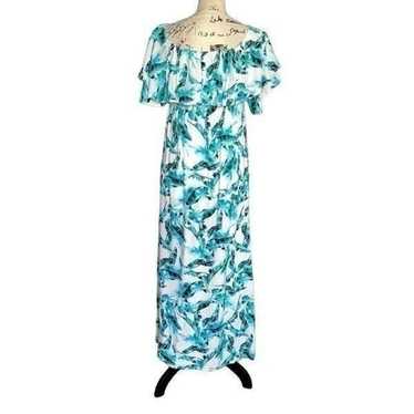 Buddy Love floral blue & white maxi ruffle dress - image 1