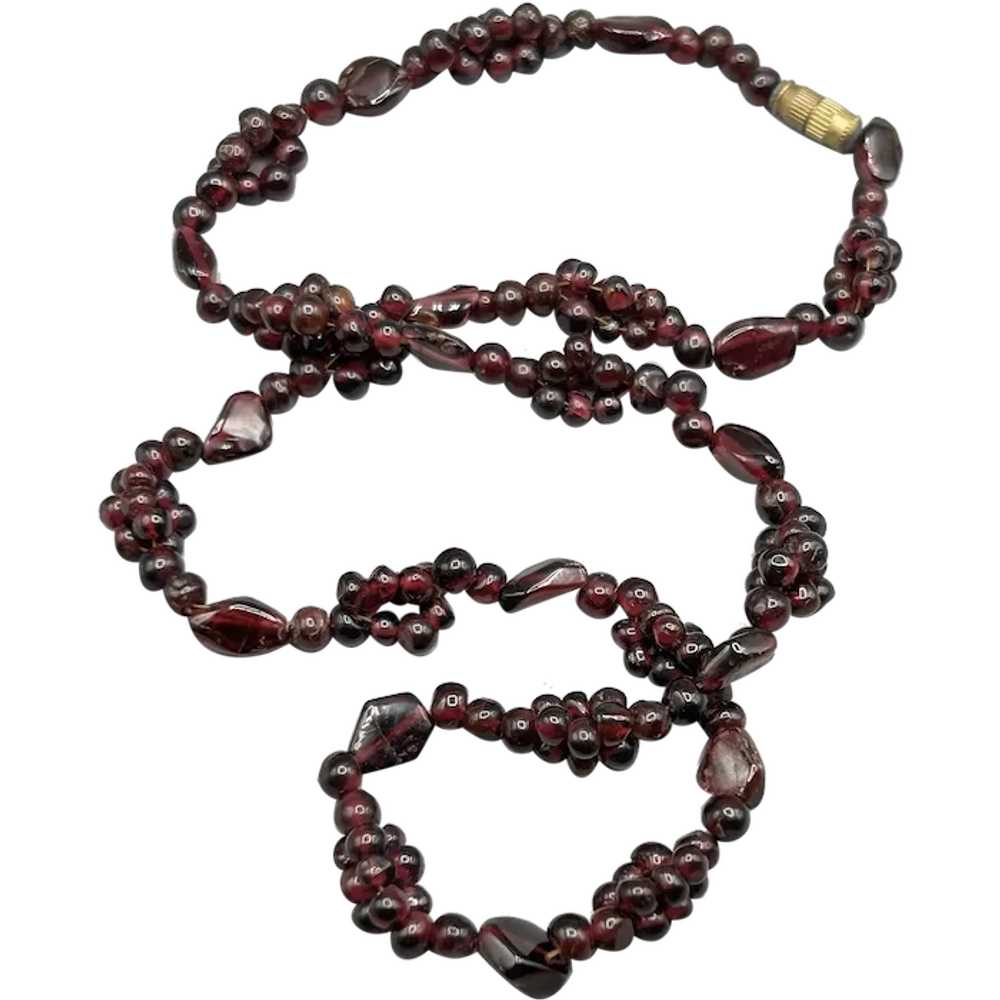 Vintage Garnet Beaded Necklace 18" Strand - image 1
