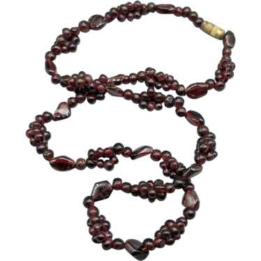 Vintage Garnet Beaded Necklace 18" Strand - image 1