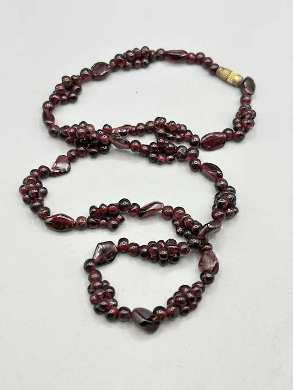 Vintage Garnet Beaded Necklace 18" Strand - image 2