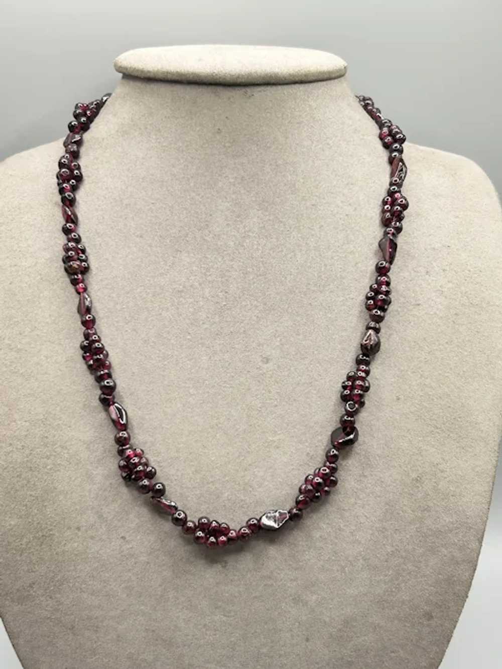 Vintage Garnet Beaded Necklace 18" Strand - image 4