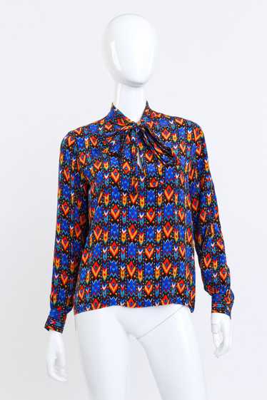 SAINT LAURENT Tribal Neck Tie Blouse