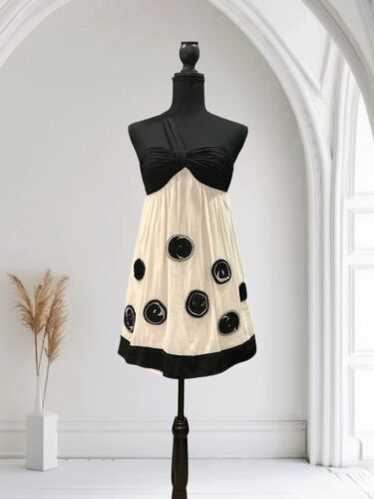 BCBG Maxazria Black & White Silk Cocktail Dress - 