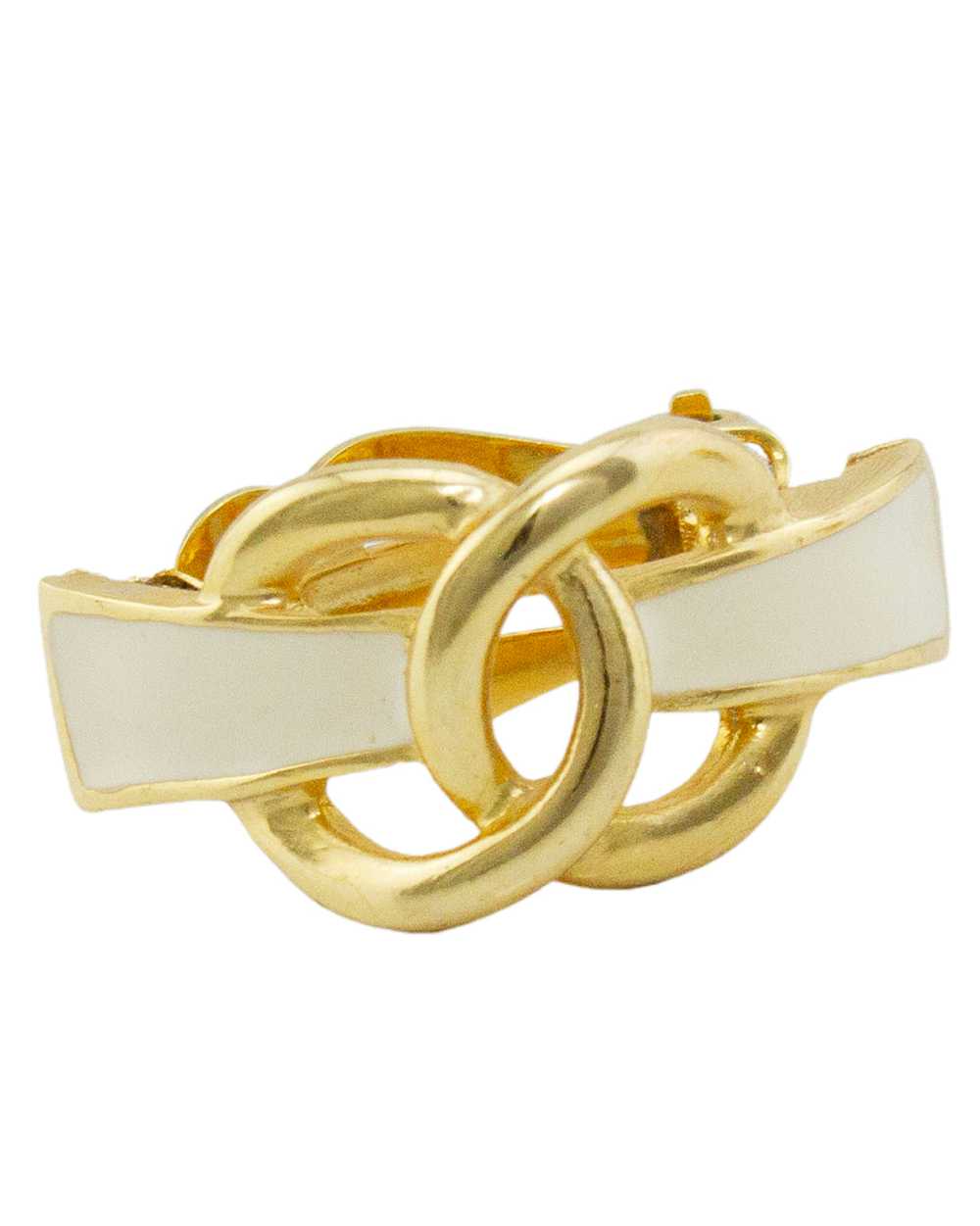 Kenneth Jay Lane Cream and Gold Enamel Twisted Ci… - image 4