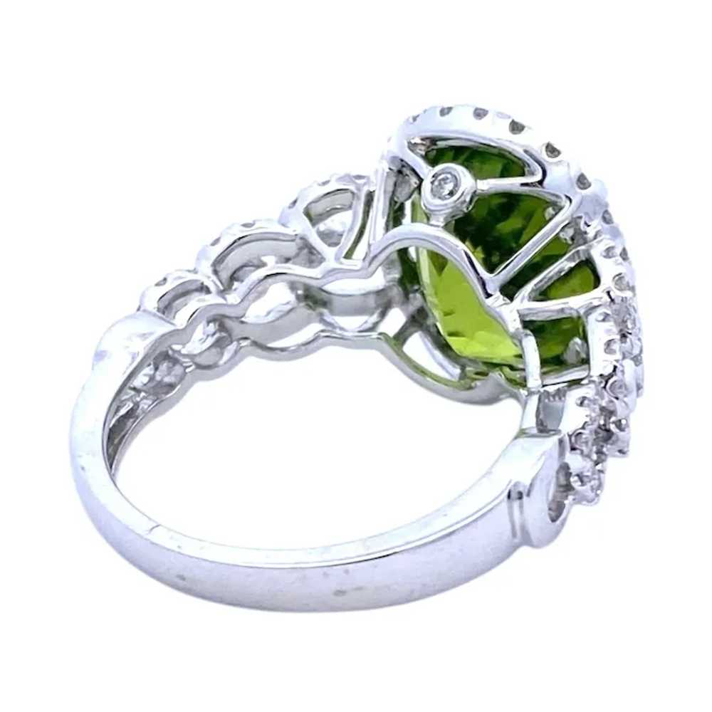 18K White Gold Peridot & Diamond Ring - image 6