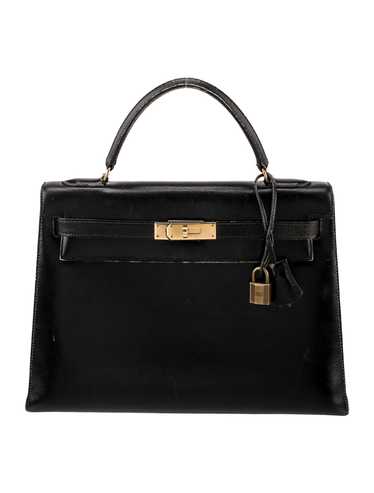 Hermès Top Handle Bag Vintage Noir Box Leather Gol