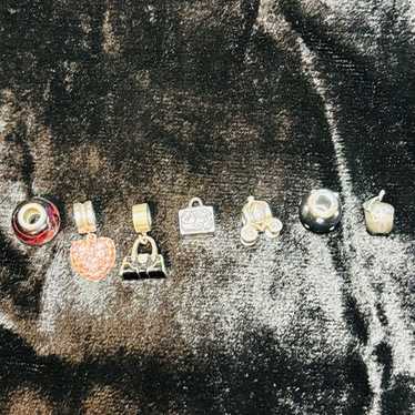 STERLING SILVER slider beads charms 7 ct lot glas… - image 1