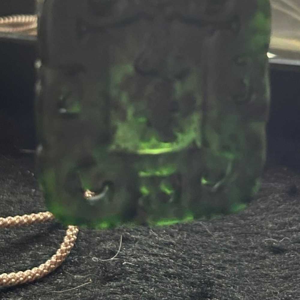 Burma Jade Deep green pendant with Chinese letters - image 3