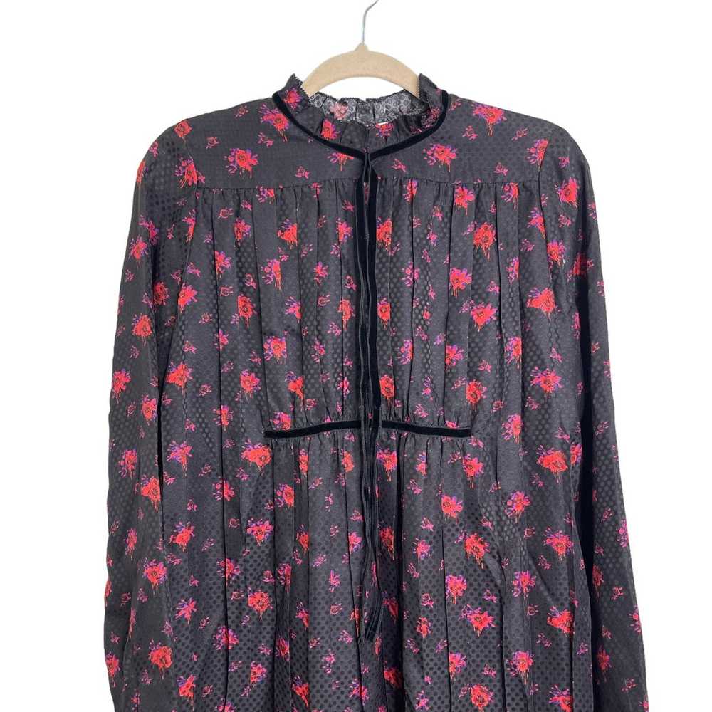 Alexander McQueen MCQ Black Silk Pleated Floral B… - image 3