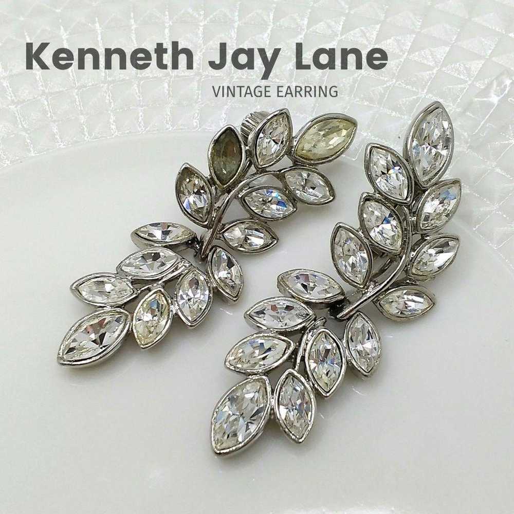 KJL Kenneth Jay Lane Vintage Stone Leaf Earrings - image 1