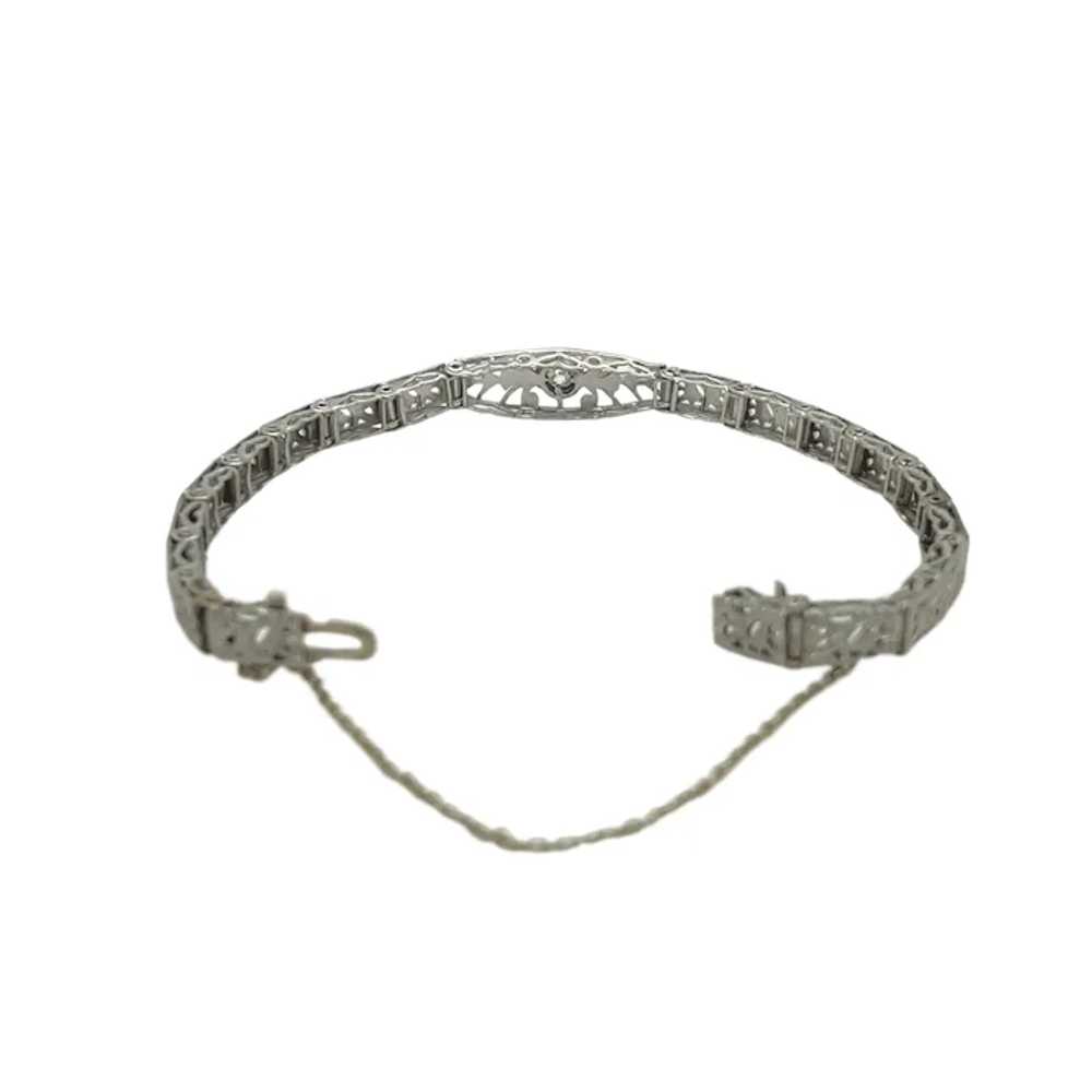 Art Deco 14K White Gold Diamond Bracelet - image 3