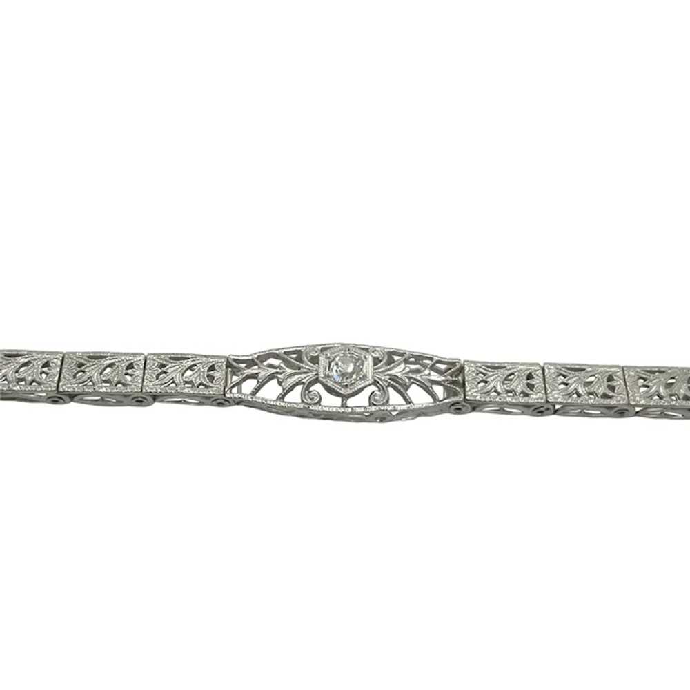 Art Deco 14K White Gold Diamond Bracelet - image 4