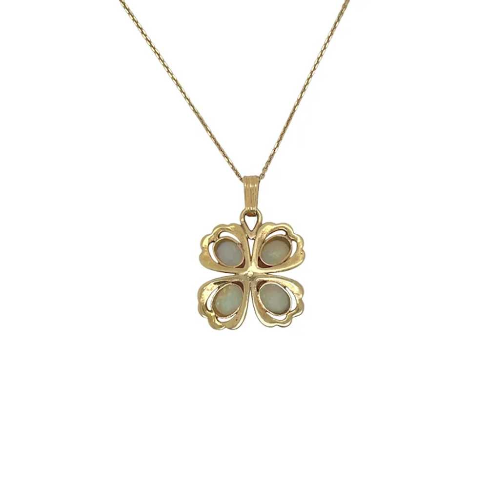 14K Yellow Gold Opal and Pearl Pendant - image 2