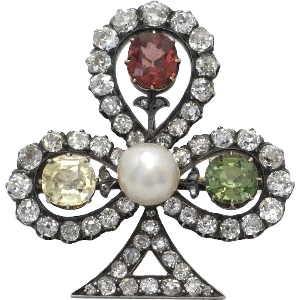 GIA Certified 12 Carat Gemstone Antique Brooch Pl… - image 1