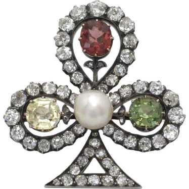 GIA Certified 12 Carat Gemstone Antique Brooch Pl… - image 1