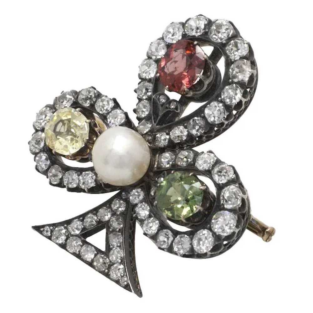 GIA Certified 12 Carat Gemstone Antique Brooch Pl… - image 2