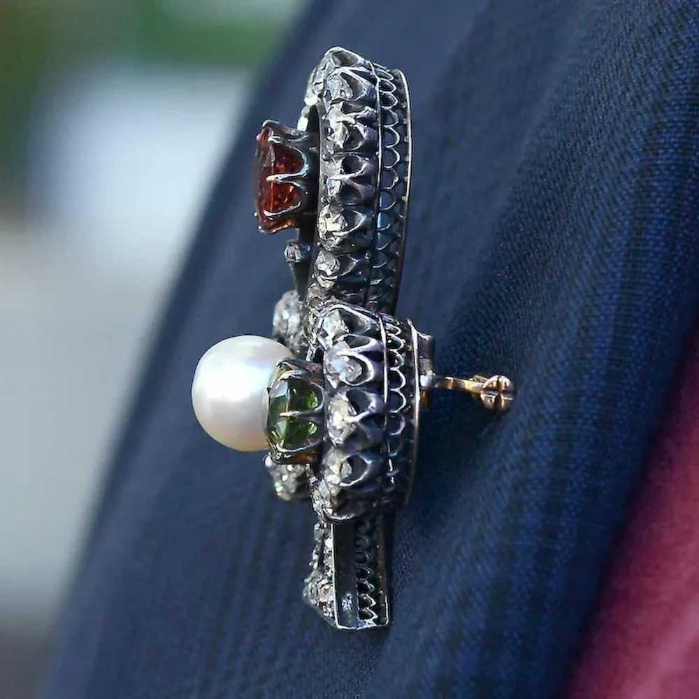 GIA Certified 12 Carat Gemstone Antique Brooch Pl… - image 3