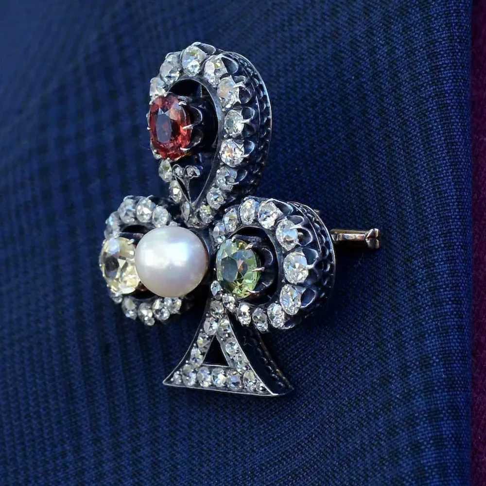 GIA Certified 12 Carat Gemstone Antique Brooch Pl… - image 4
