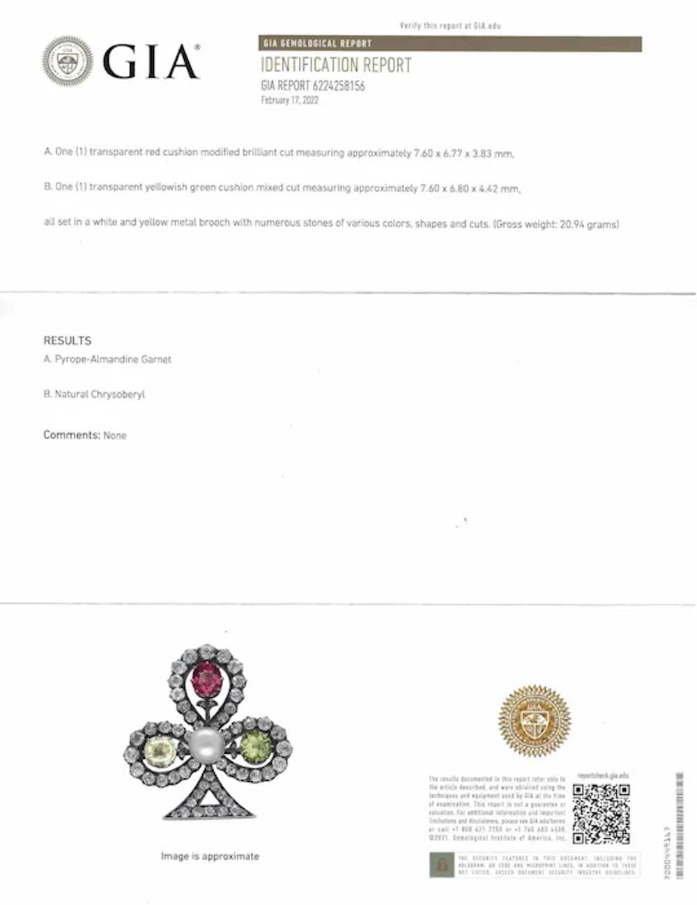 GIA Certified 12 Carat Gemstone Antique Brooch Pl… - image 7