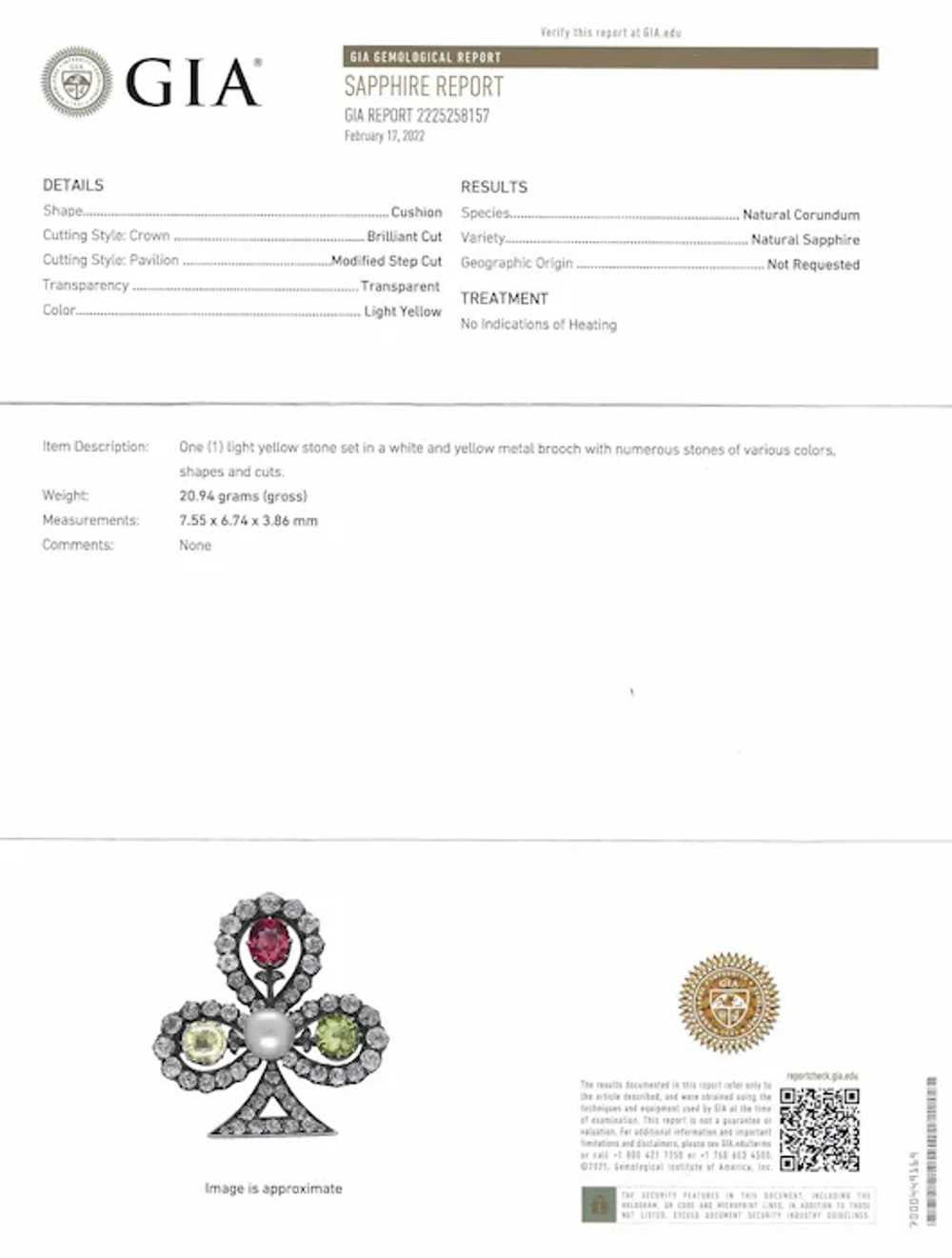 GIA Certified 12 Carat Gemstone Antique Brooch Pl… - image 8