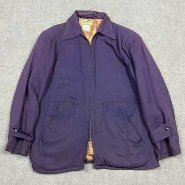 50s 60s vintage gabardine jacket ナス紺 Vintage 1950s Wool Gabardine Raincoat Navy Blue Mens Size M