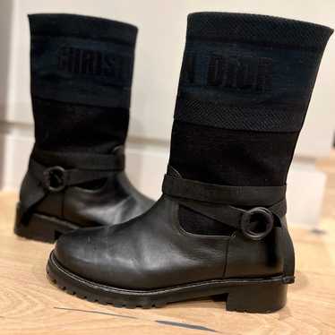 Christian Dior スウェード ブラック ロングブーツ 37 CDロゴ Christian Dior スウェード ブラック ロングブーツ 37 CDロゴ