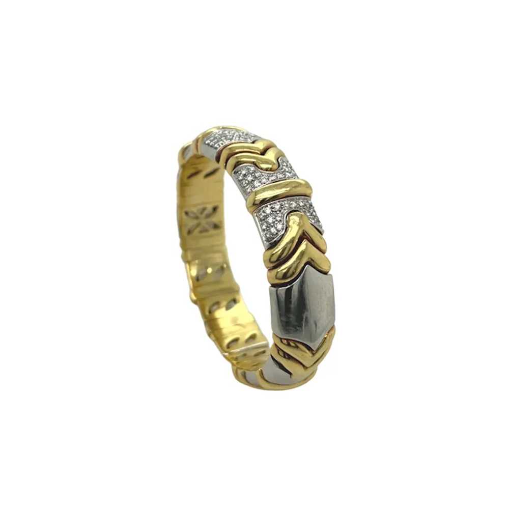18K White and Yellow Gold Diamond Bracelet - image 4