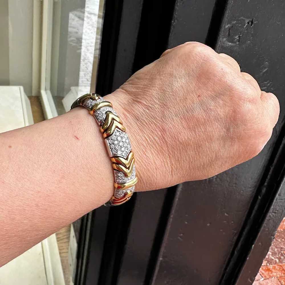 18K White and Yellow Gold Diamond Bracelet - image 6