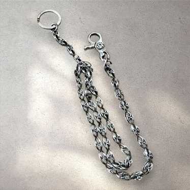 小物 Silver 925 wallet chain Solid 925 Sterling Silver Skull Wallet Chain Men's Biker at