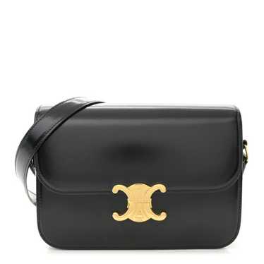 CELINE Shiny Calfskin Medium Triomphe Black