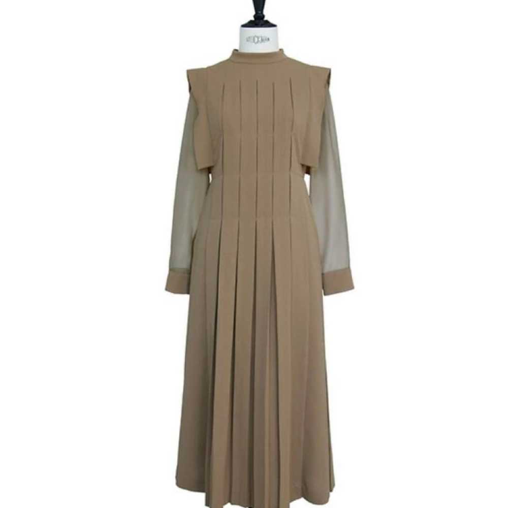 Beige Pleated Design Long Dress - image 2