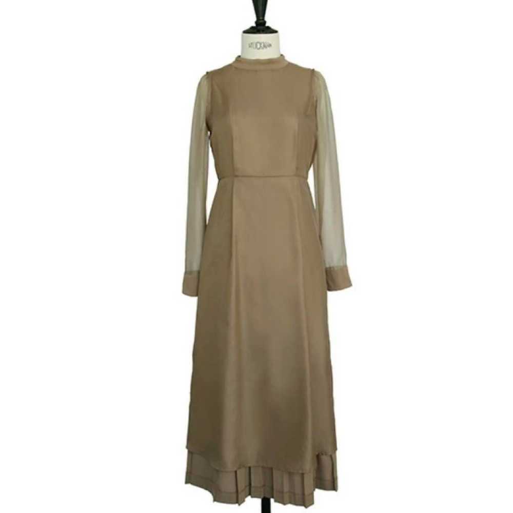 Beige Pleated Design Long Dress - image 8