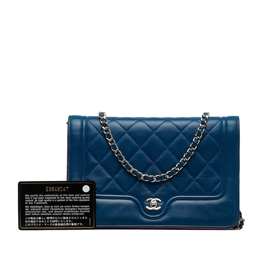 Blue Chanel CC Quilted Lambskin Wallet On Chain C… - image 11
