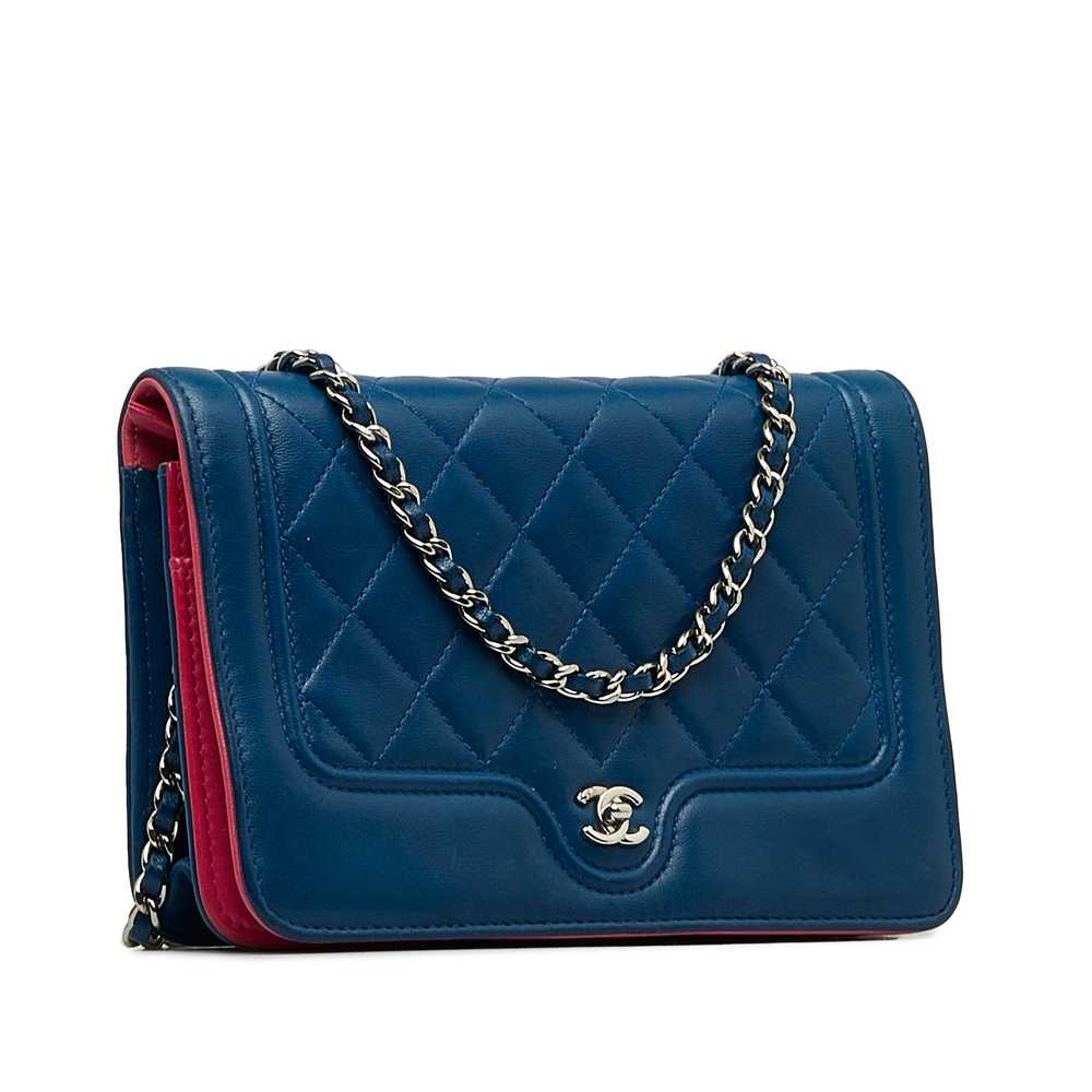 Blue Chanel CC Quilted Lambskin Wallet On Chain C… - image 2