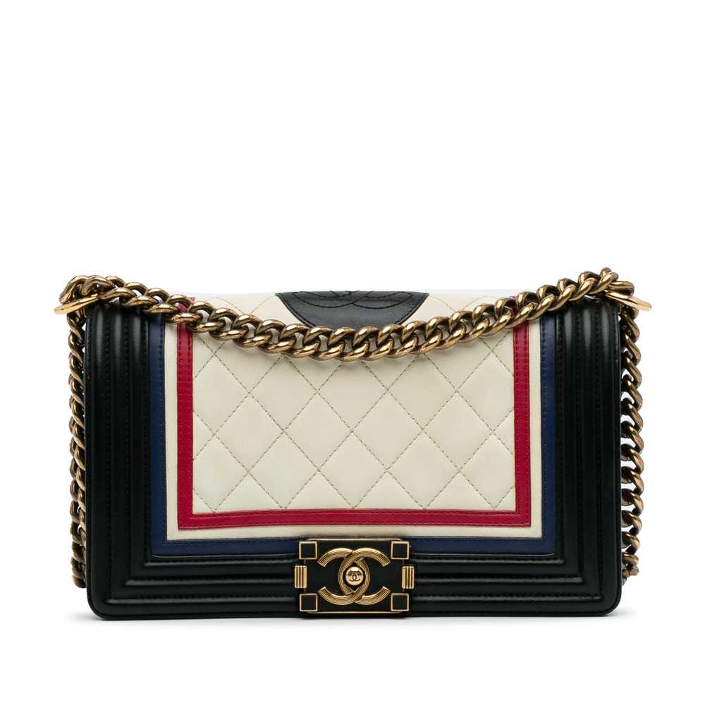 White Chanel Crest-Embellished Medium Boy Bag