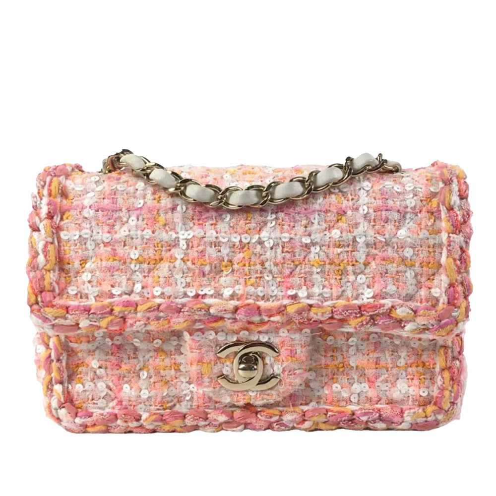 Pink Chanel Mini Classic Rectangular Tweed Flap B… - image 1