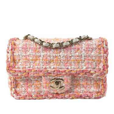 Pink Chanel Mini Classic Rectangular Tweed Flap B… - image 1
